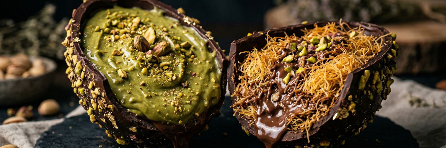 Ovos de Páscoa 2026: Precificação e tendências, do pistache ao chocolate de Dubai